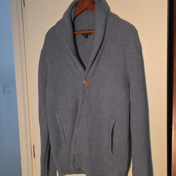 Brooks Brothers Small Blue Gray Cowl Neck Cardigan Perfect Condition